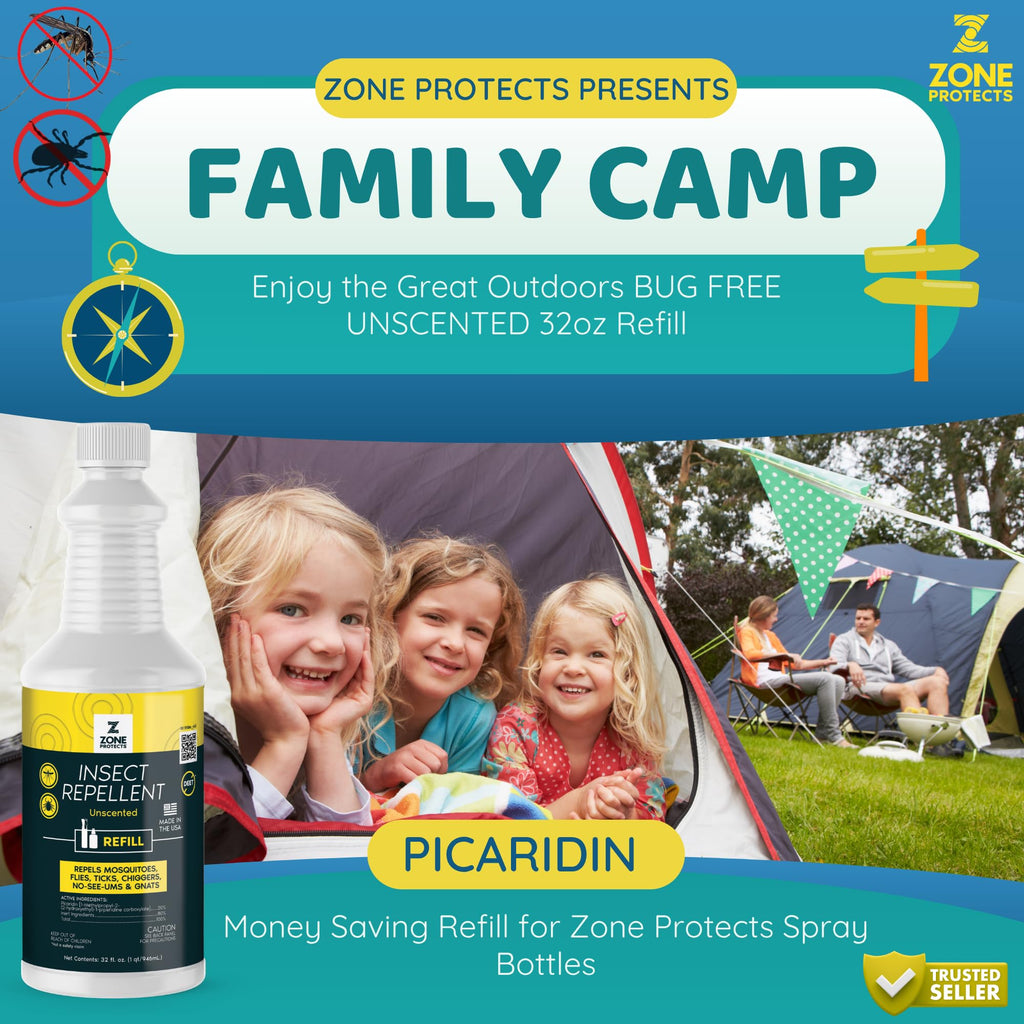 Picaridin Insect Repellent Refill, 32oz, 12-Hour DEET-Free Unscented Spray N12998