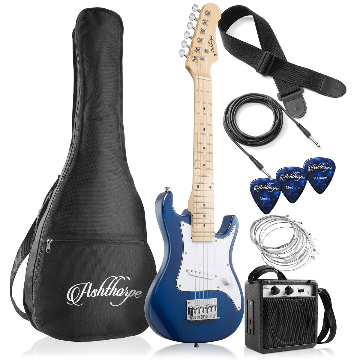 30-inch Kids Electric Guitar Beginner Kit with Amplifier, Blue P4384