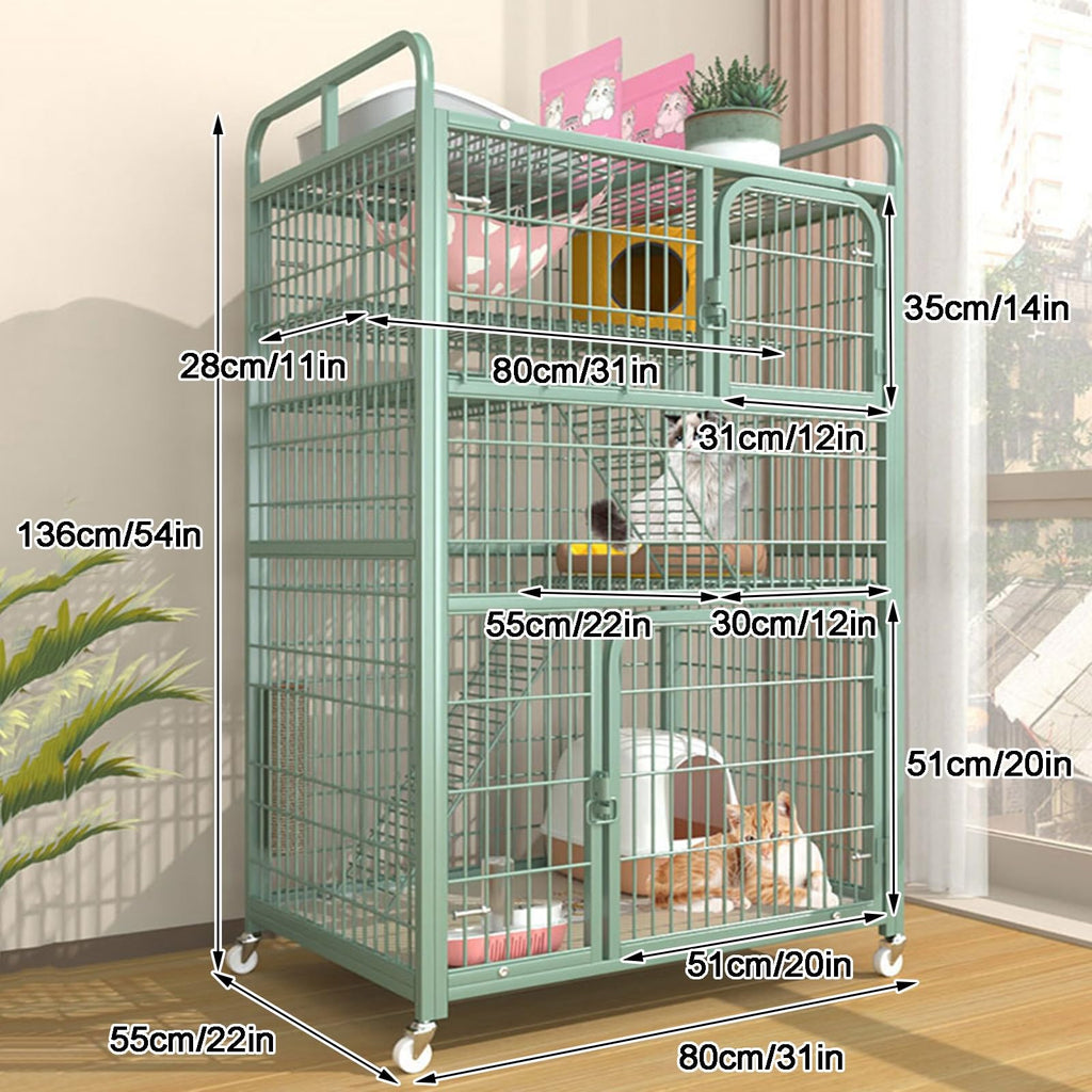 4-Tier Metal Wire Cat Cage with Wheels C603692