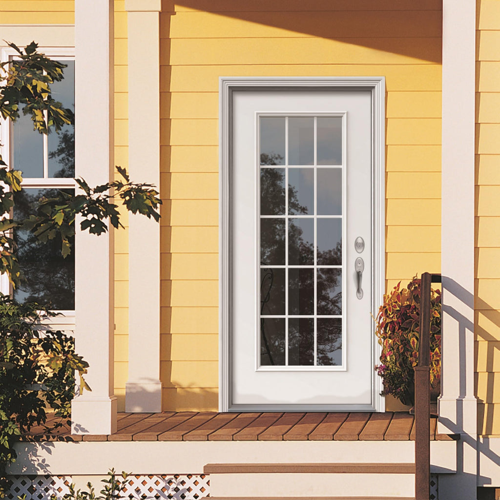 Steel Primed Left Hand In-Swing 15 Lite Clear Glass Front Door H9686