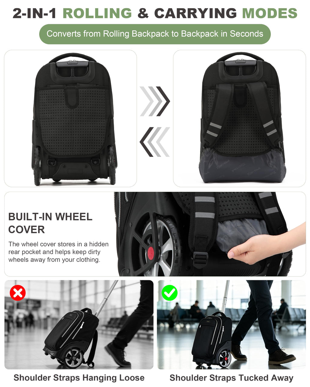 19 Inch Rolling Backpack L20921