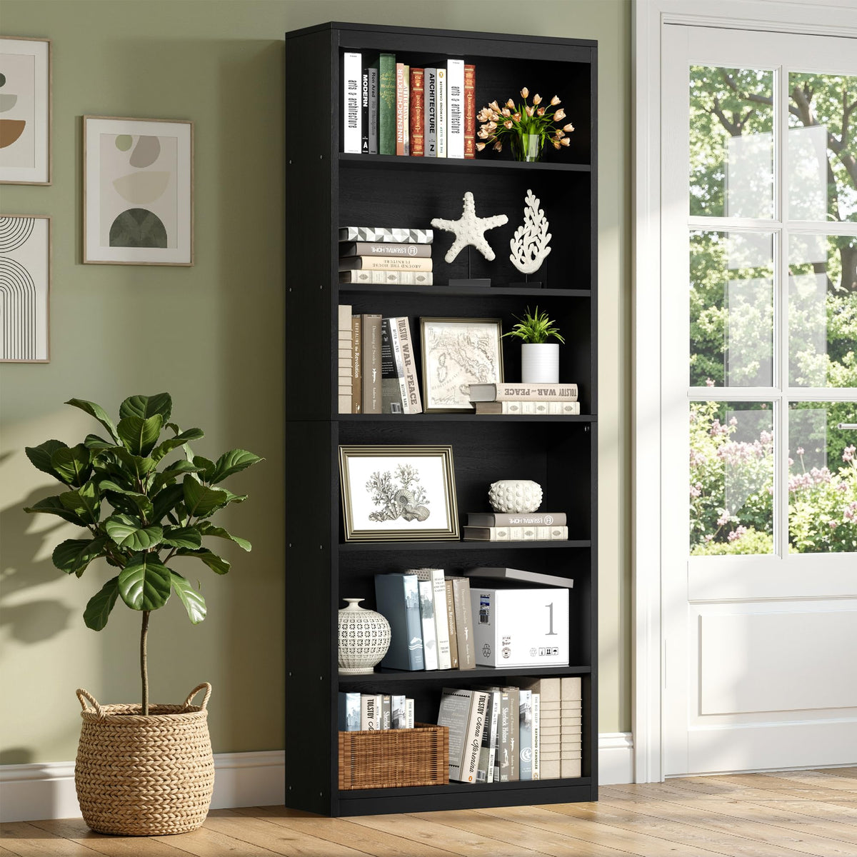 6-Tier Black Bookshelf R217