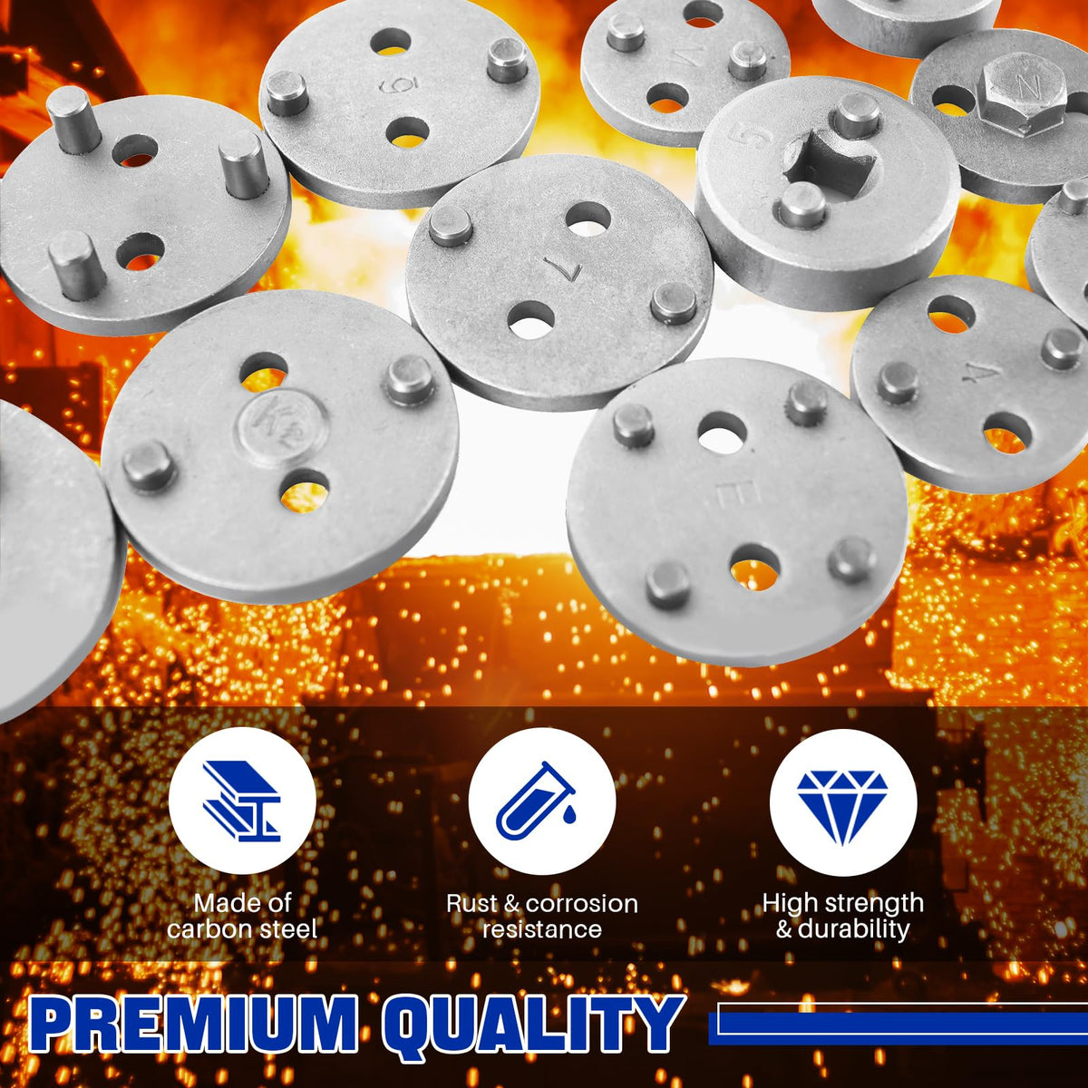 24pcs Heavy Duty Disc Brake Caliper Tool Set & 23PCS Aluminum Alloy Cup Type Oil Filter Cap Wrench Socket Removal Tool Set T70171