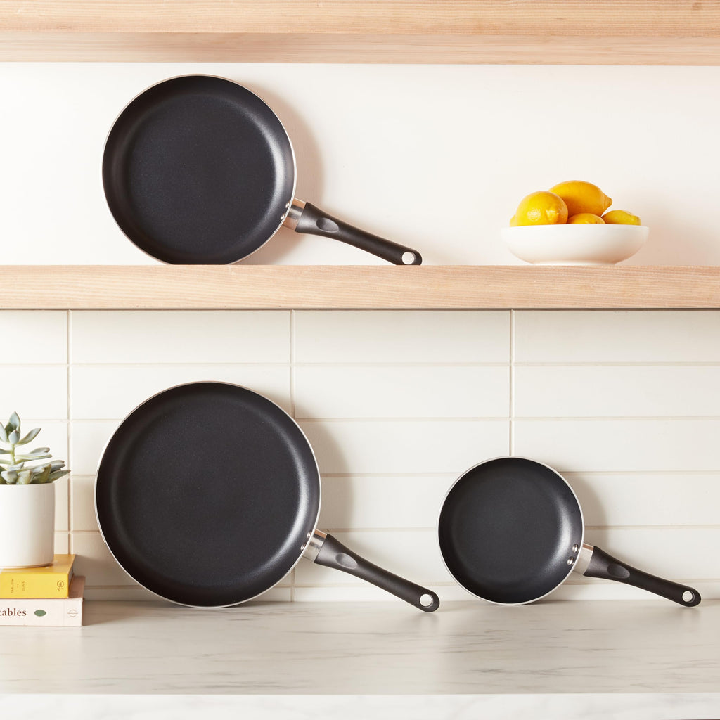 Ceramic Nonstick Frying Pan Set, 3-Piece, Black K907