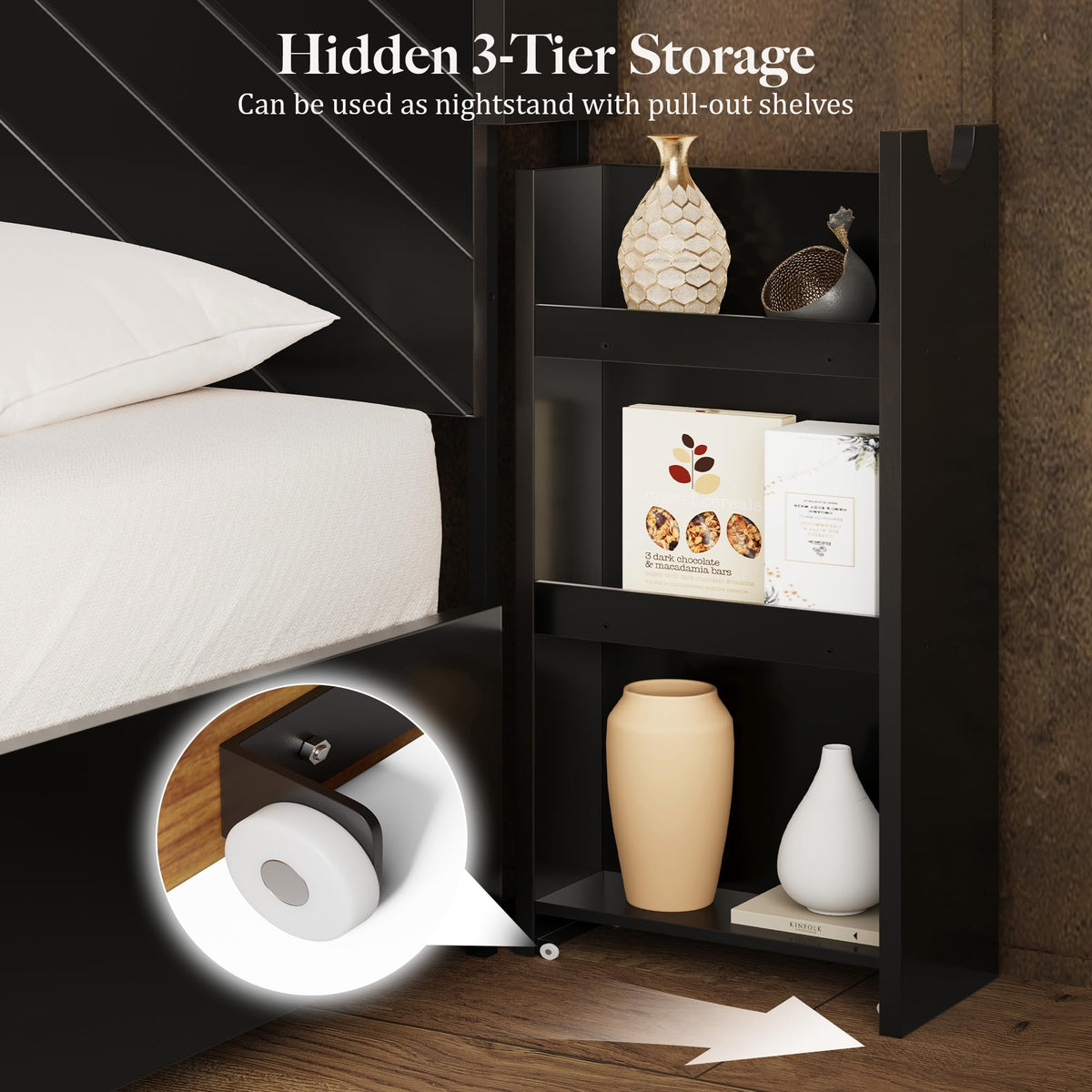 King Size Bed Frame with Tall Headboard I815326