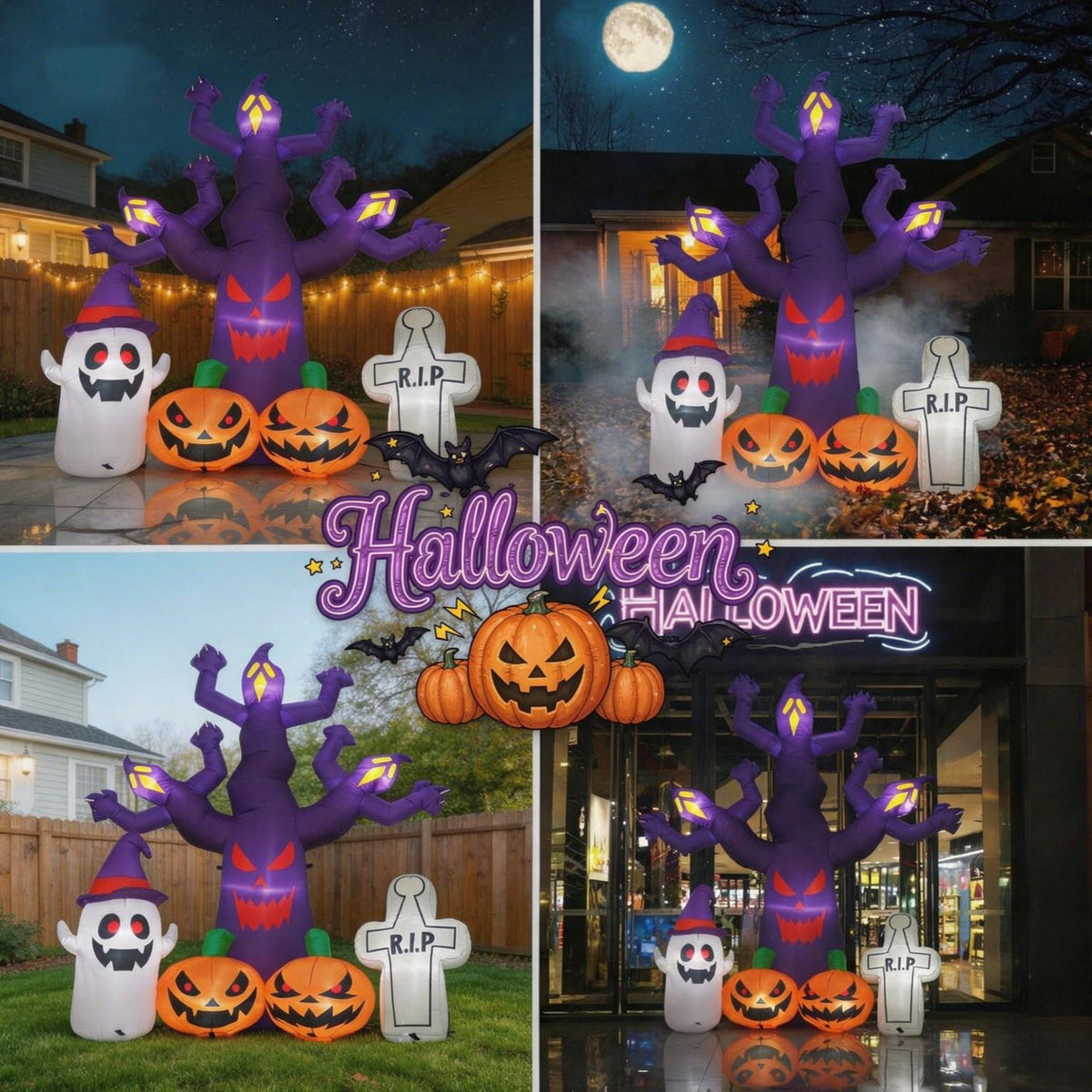 8FT Halloween Inflatables Tree with LEDs H9156