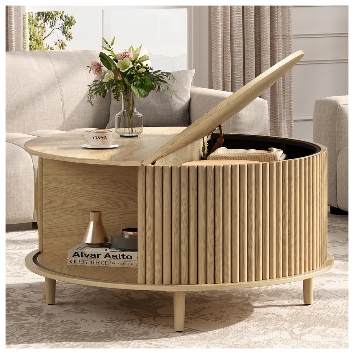 31.5" Round Coffee Table with Storage S149