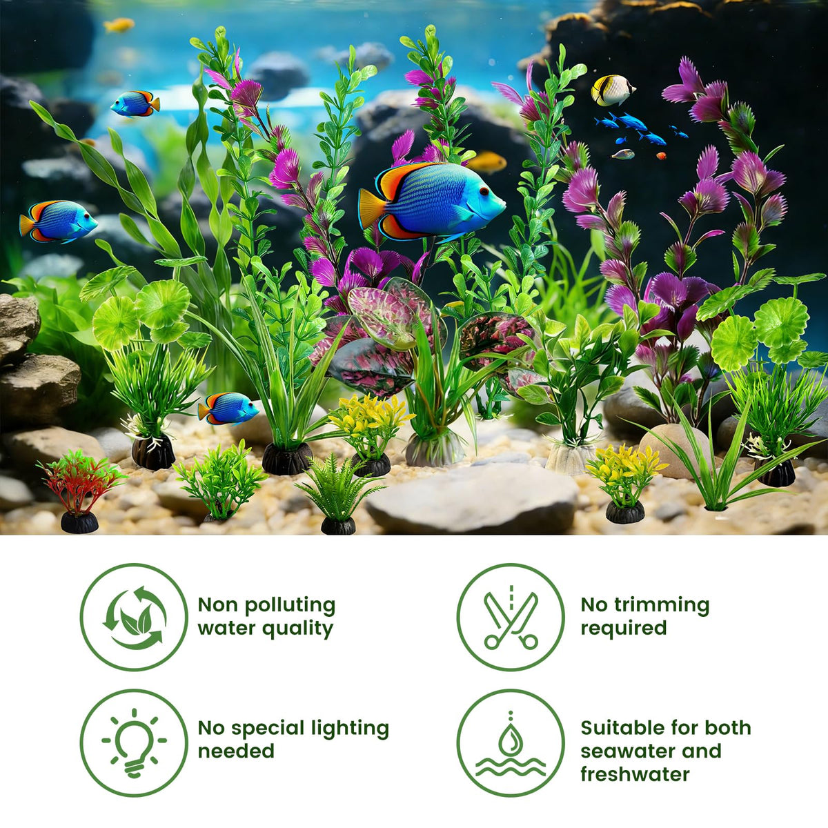 Artificial Aquarium Plants Green Plastic Fish Tank Decorations B1178