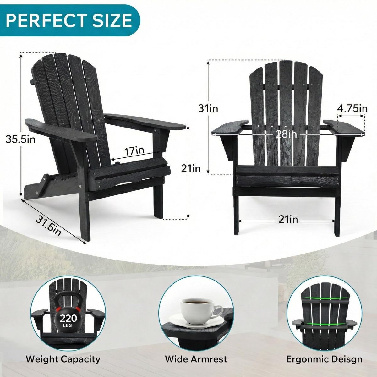 Folding Solid Cedar Wood Adirondack Chair G682