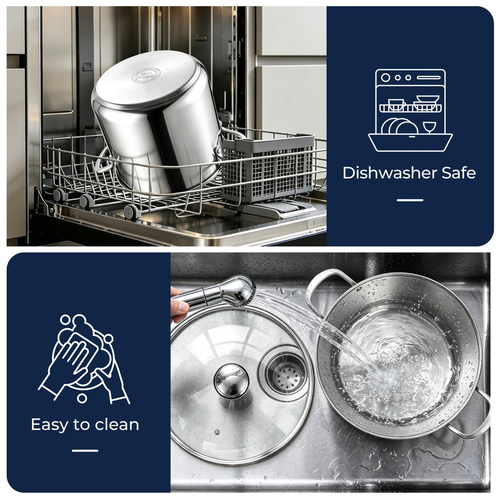 8QT Stainless Steel Stock Pot with Lid K373