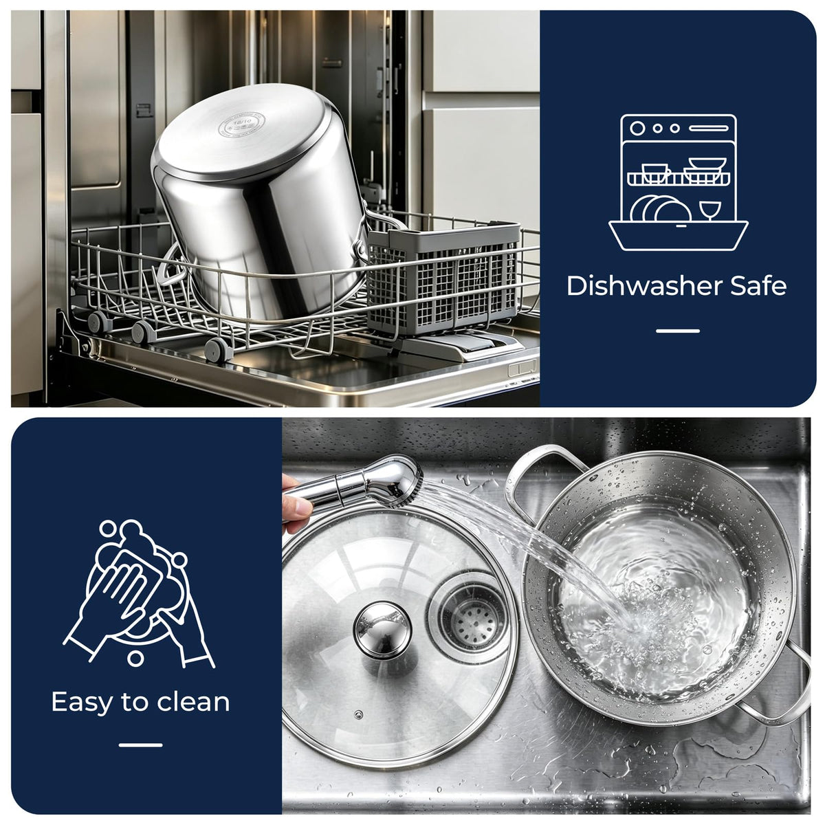 8QT Stainless Steel Stock Pot with Lid K373