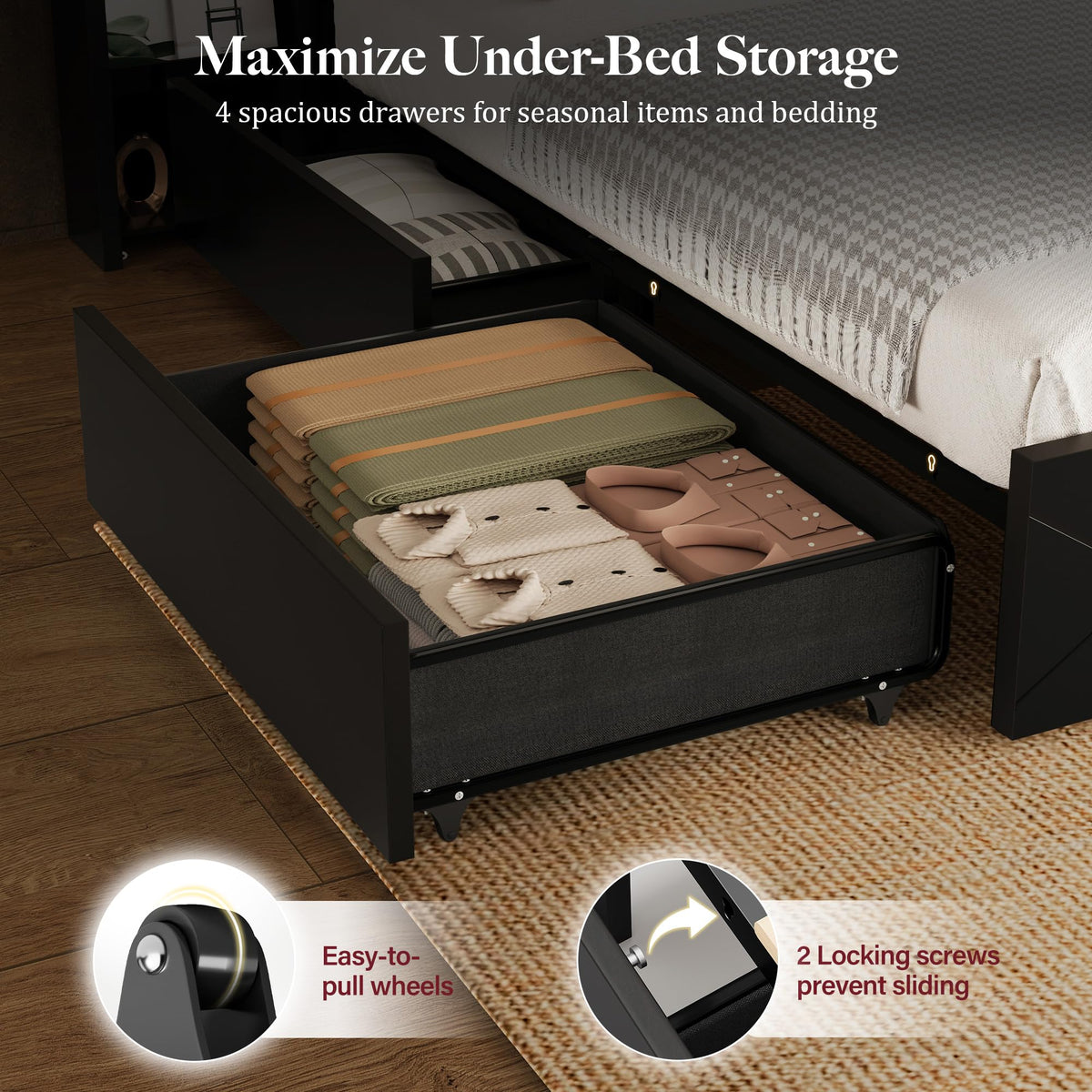 King Size Bed Frame with Tall Headboard I815326