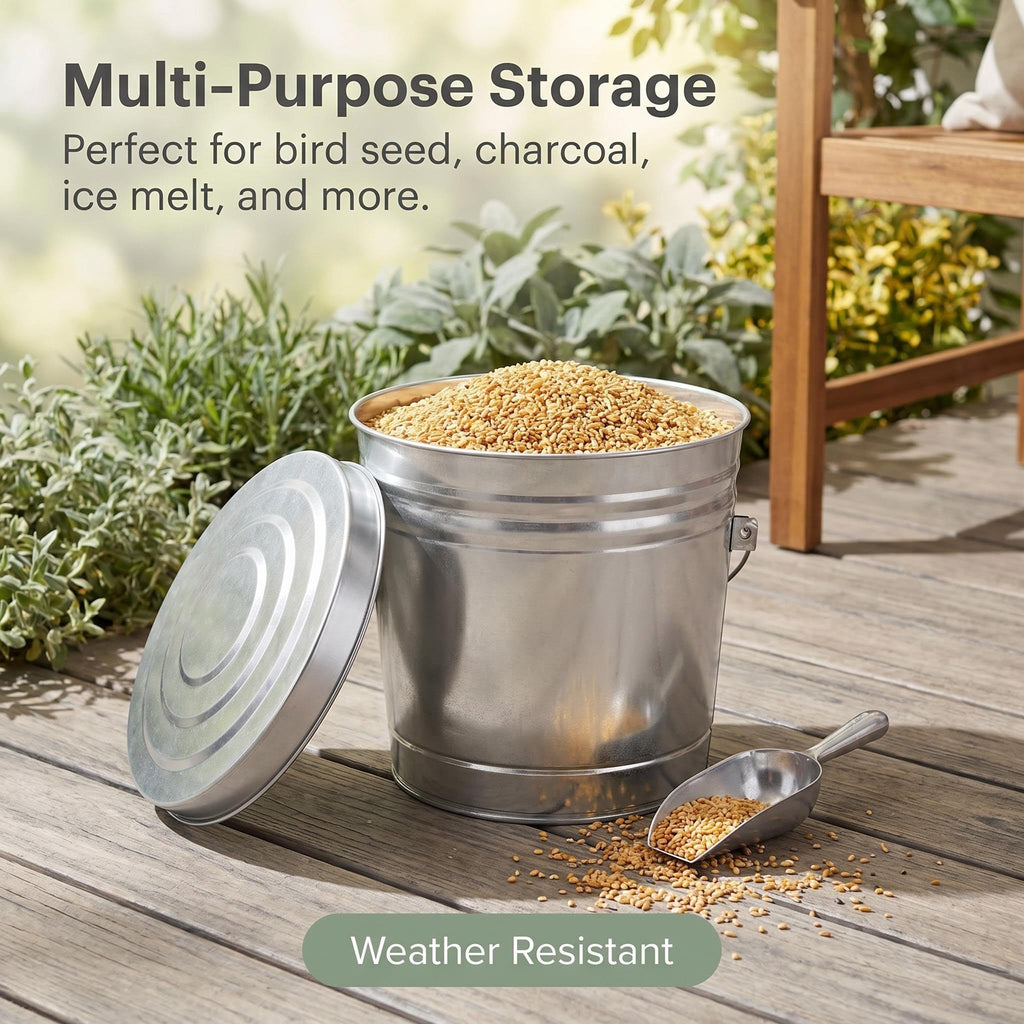 Galvanized Steel 6 Gallon Trash Can with Locking Lid H2440