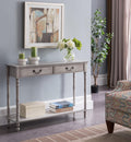 Washed Oak Wood Console Table with 2 Drawers Y955886