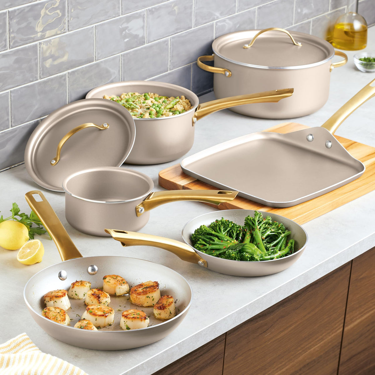 Nonstick Cookware and Pot Set with Lids, Dishwasher Safe, 12 Piece X14742