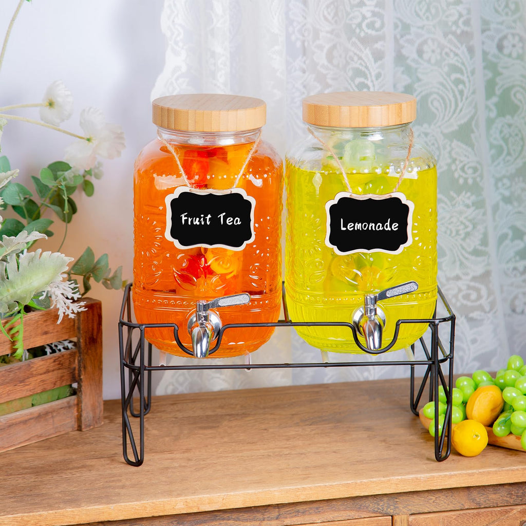 2-Pack 1 Gallon Glass Drink Dispensers with Spigot Q167258