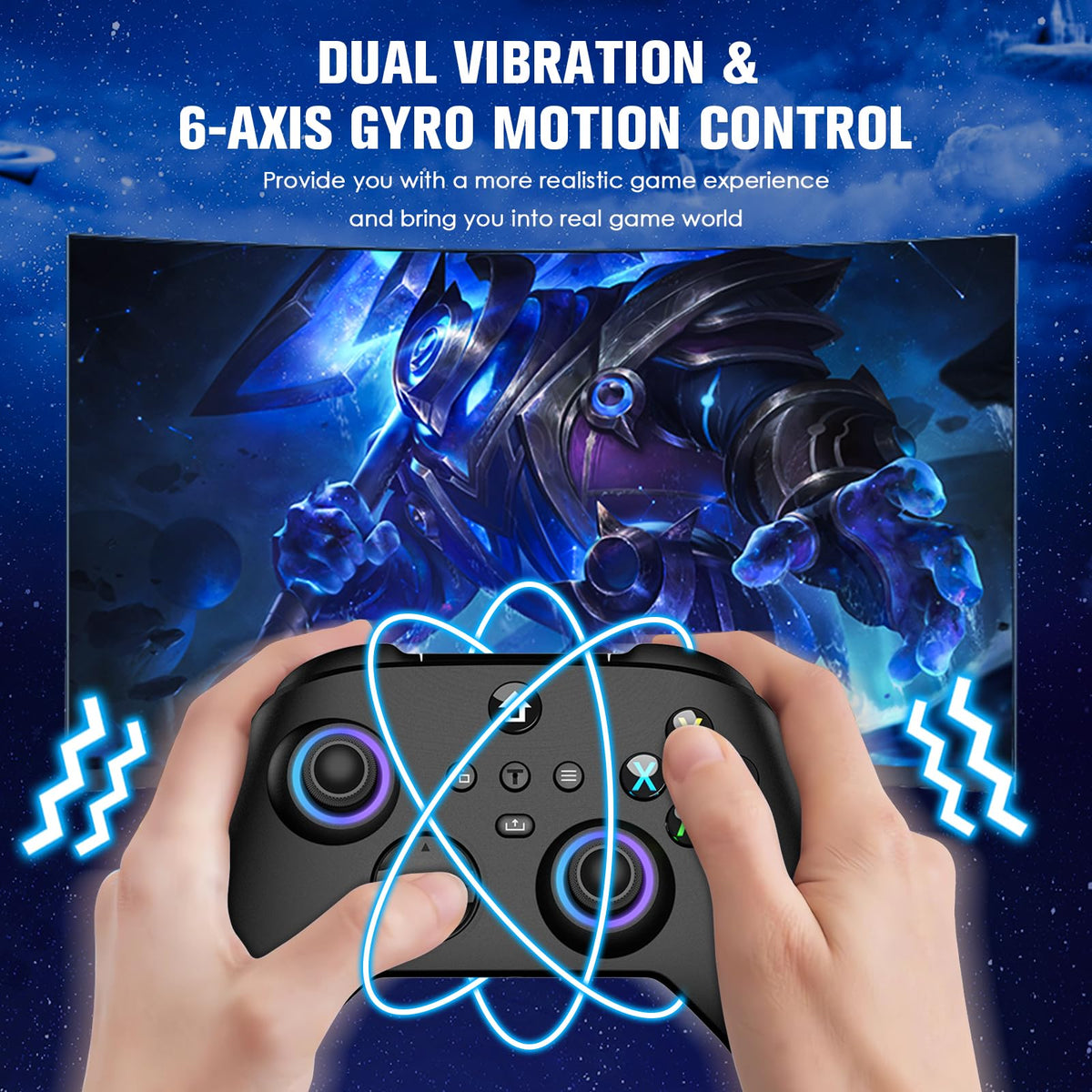 Wireless Controller with Hall Effect Joysticks, RGB Light, Dual Vibration, TURBO R815503