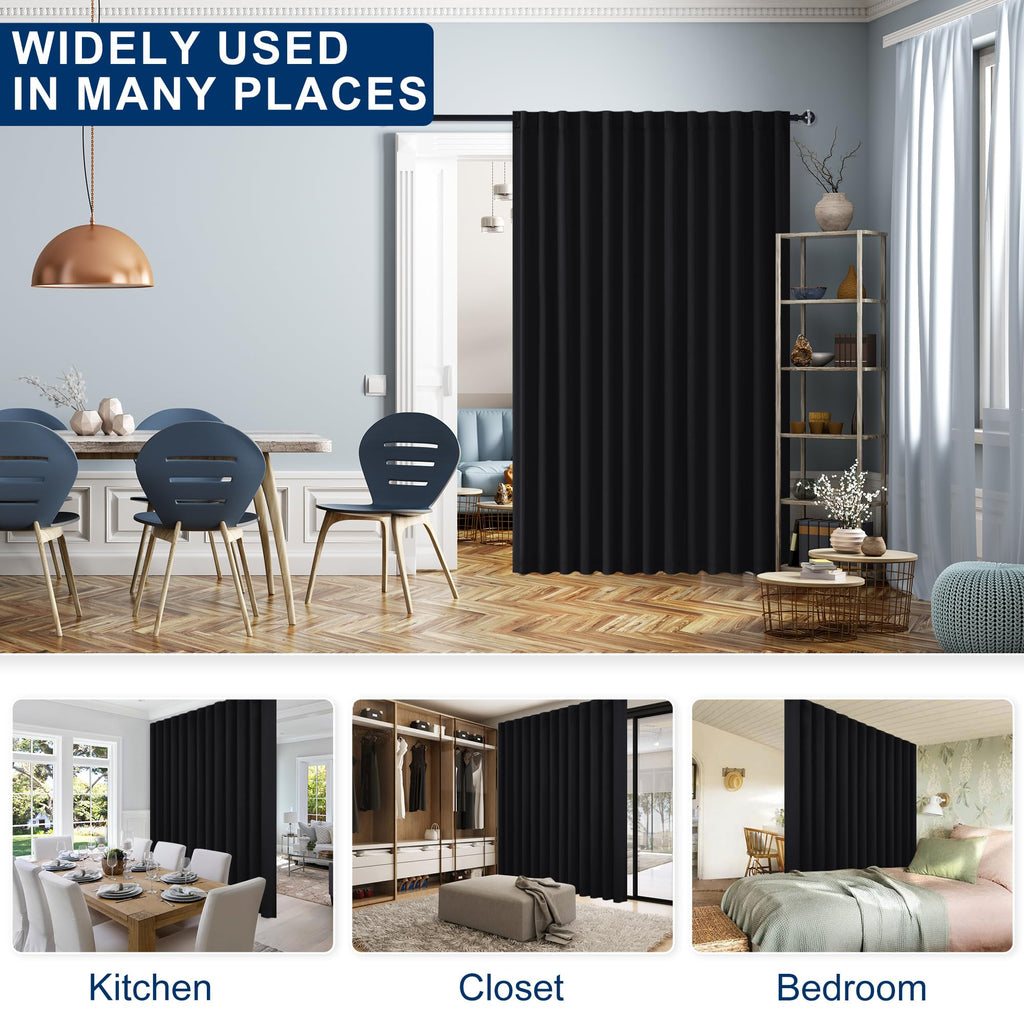 Blackout Room Divider Curtain 120 x 96 Inches Black T47070