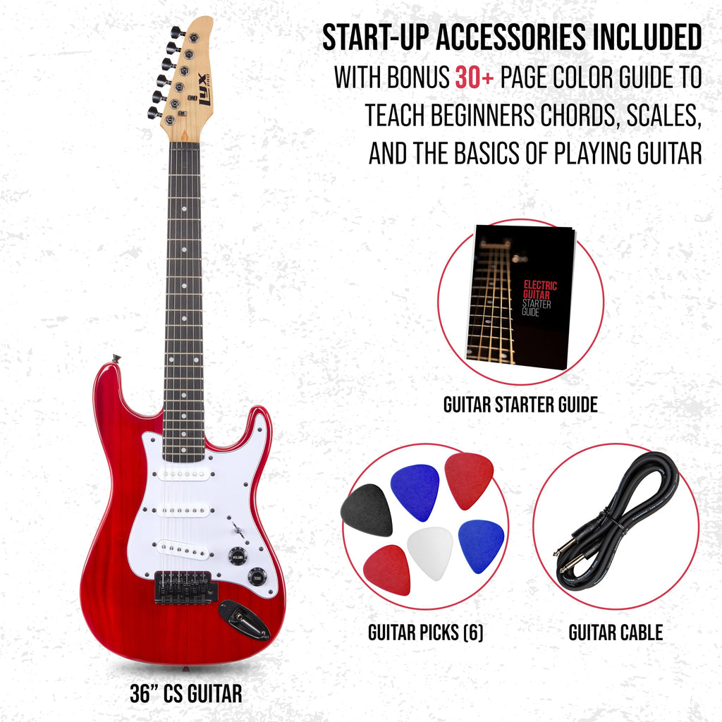 30” Electric Guitar Kit with Amp Cable, 6 Picks, Solid Wood Body, Red F409844