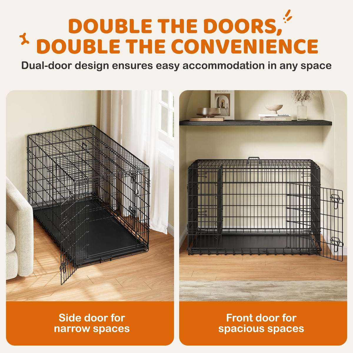 48 inch Collapsible Metal Dog Crate with Divider Y32438