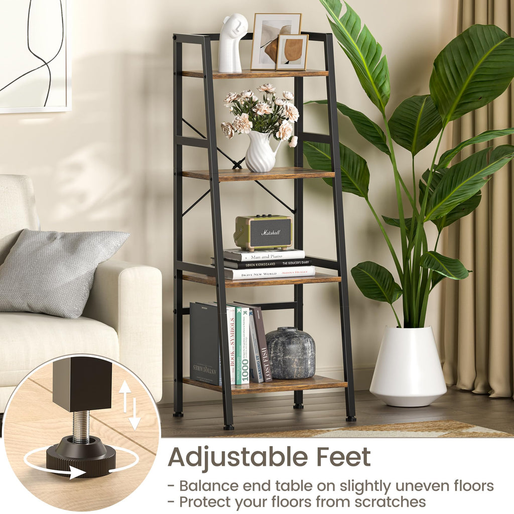 4-Tier Industrial Bookshelf with Steel Frame S366