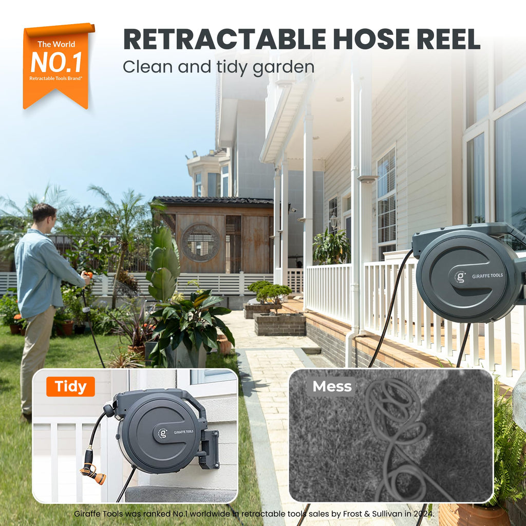 Retractable Garden Hose Reel 1/2" 130FT Wall Mount R841