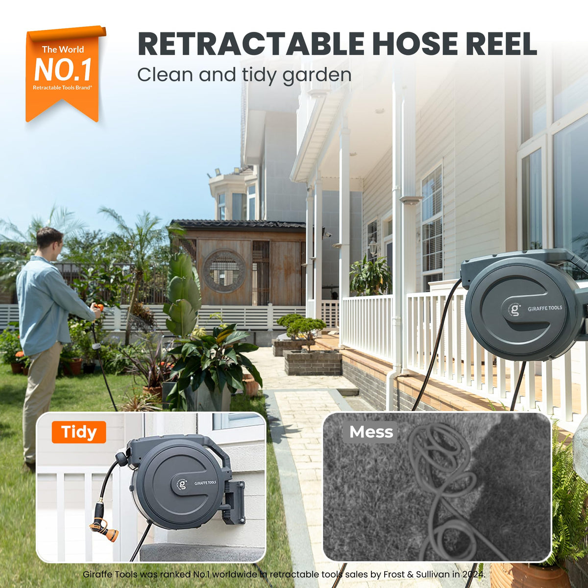 Retractable Garden Hose Reel 1/2" 130FT Wall Mount R841
