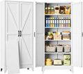 75" Tall White Metal Pantry Cabinet with 2 Doors and 5 Shelves B73112