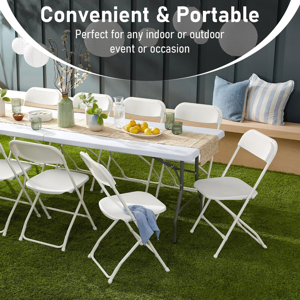 6FT White HDPE Folding Table with Carry Handle W302889