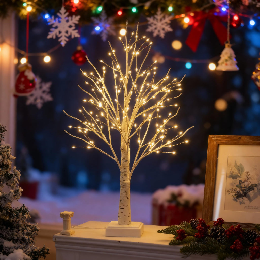 24" 2FT White Birch Tree with 144 LED Lights C811750