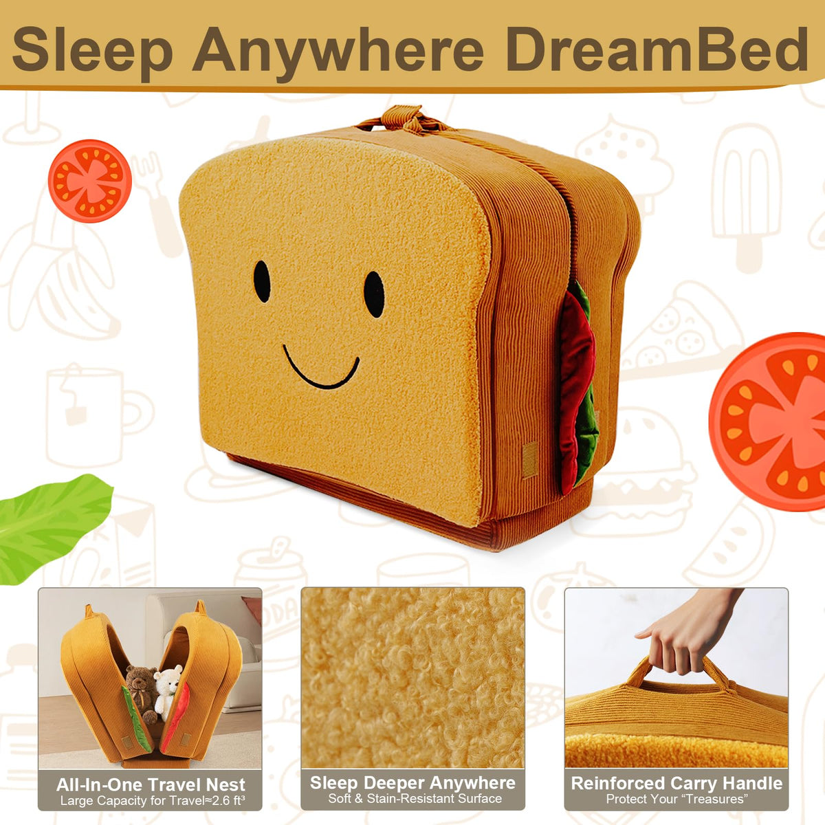 Portable Foldable Soft Foam Toddler Travel Bed with Safety Rail N111230