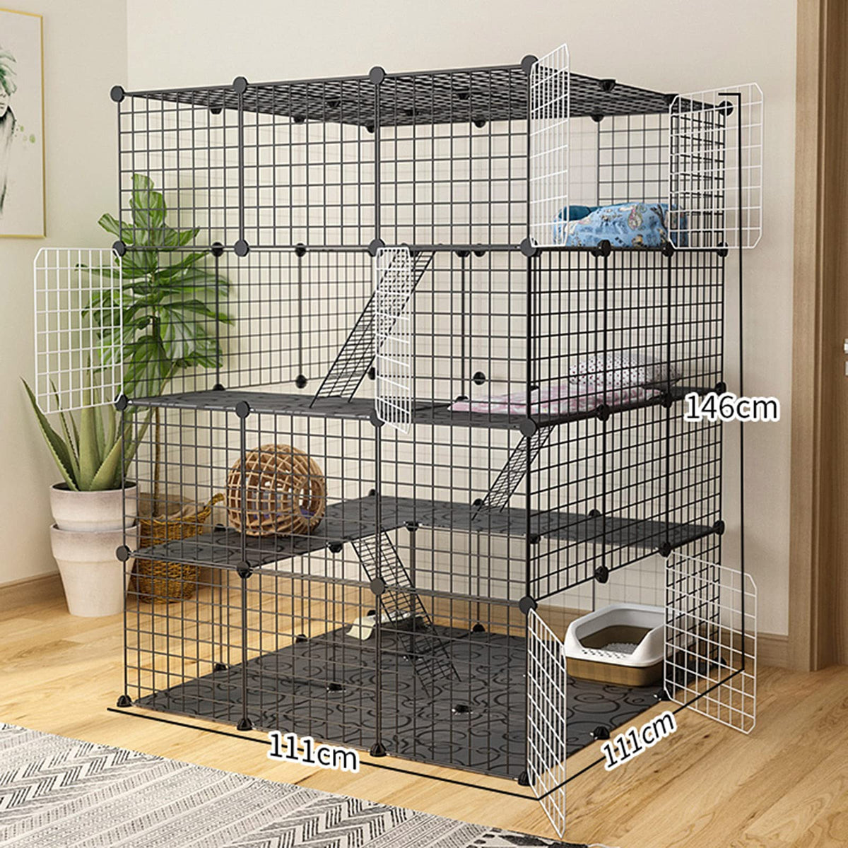 Metal Wire Small Animal Cage 111 * 111 * 146cm O183