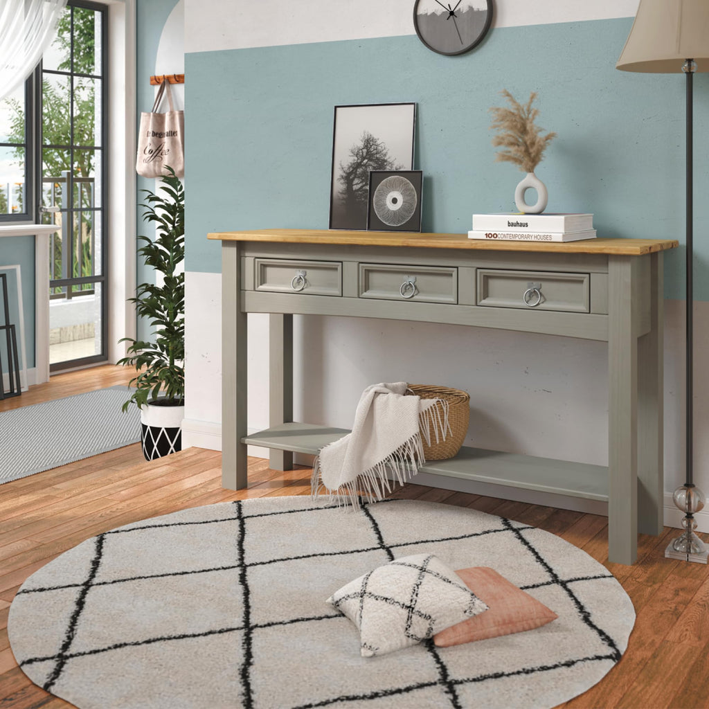 Solid Wood Console Table with 3 Drawers T13738
