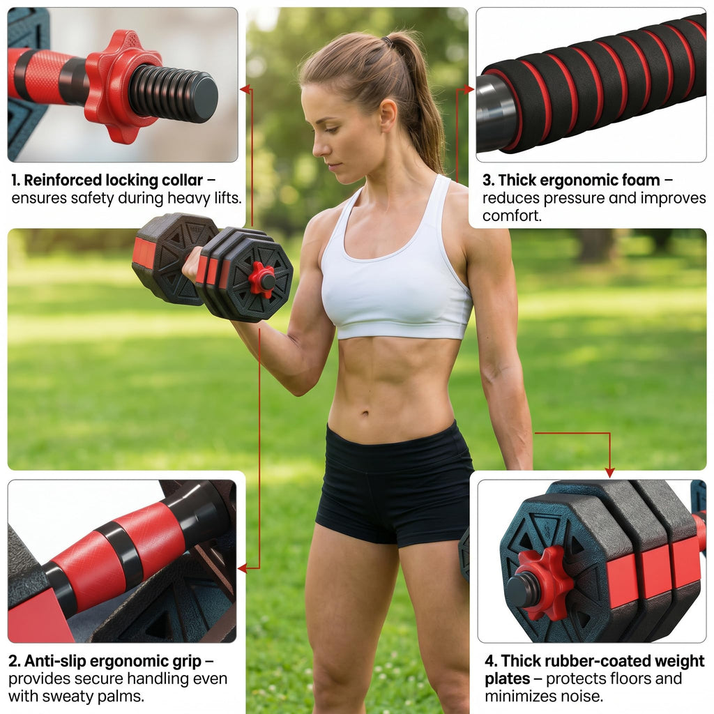 45LB Adjustable Dumbbell & Barbell Weight Set Z11389
