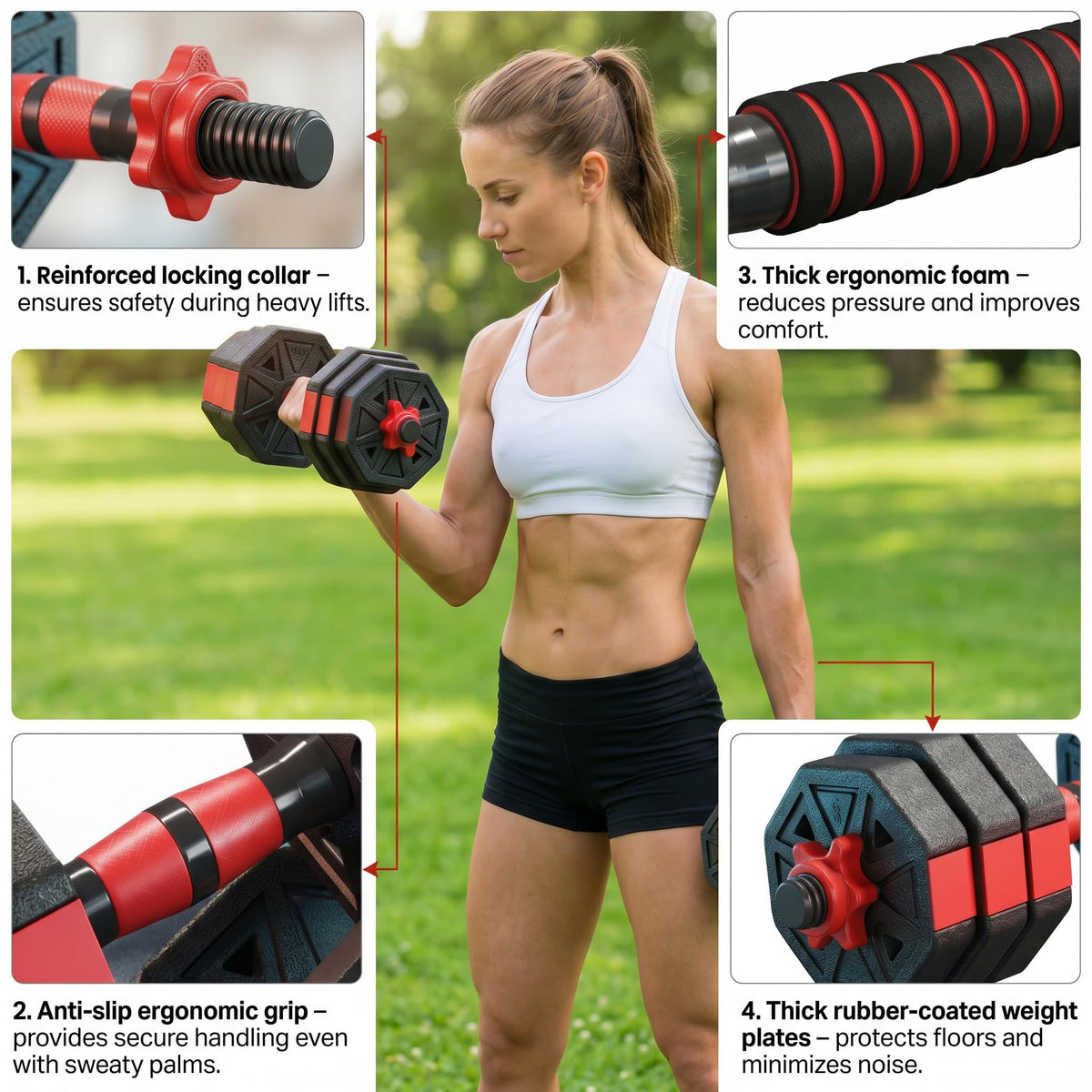 45LB Adjustable Dumbbell & Barbell Weight Set Z11389
