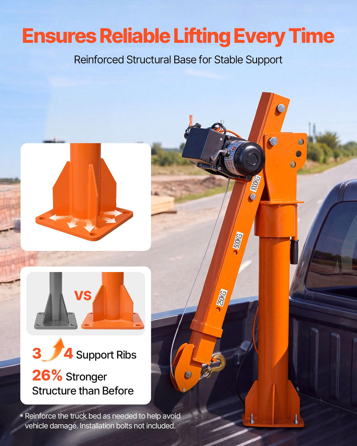 Electric Truck Crane with 12V Electric Winch and 360° Rotating Telescopic Boom G12191