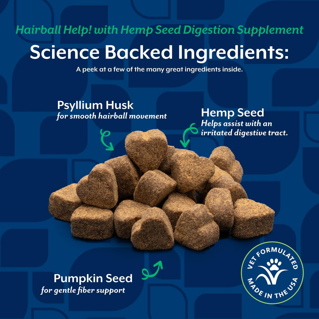 Hemp Hairball Aid Supplement for Cats 60 ct Soft Chews I7417
