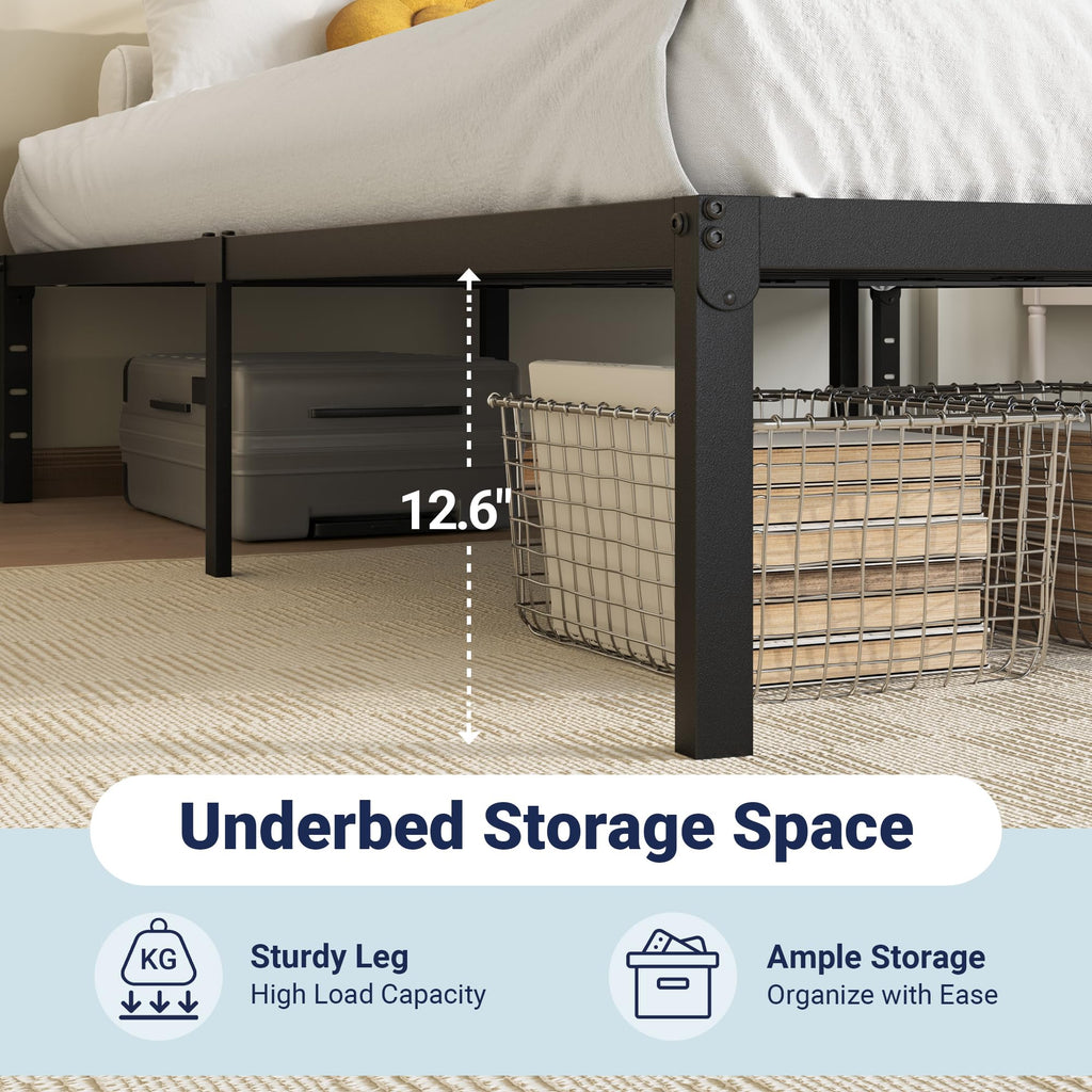 Queen 14 inch Metal Bed Frame with Storage Space K21617