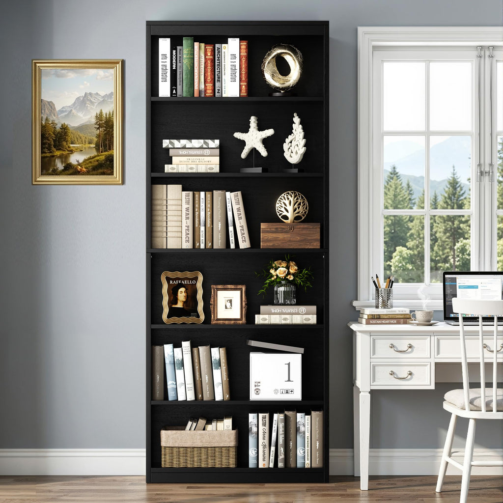 6-Tier Black Bookshelf R217