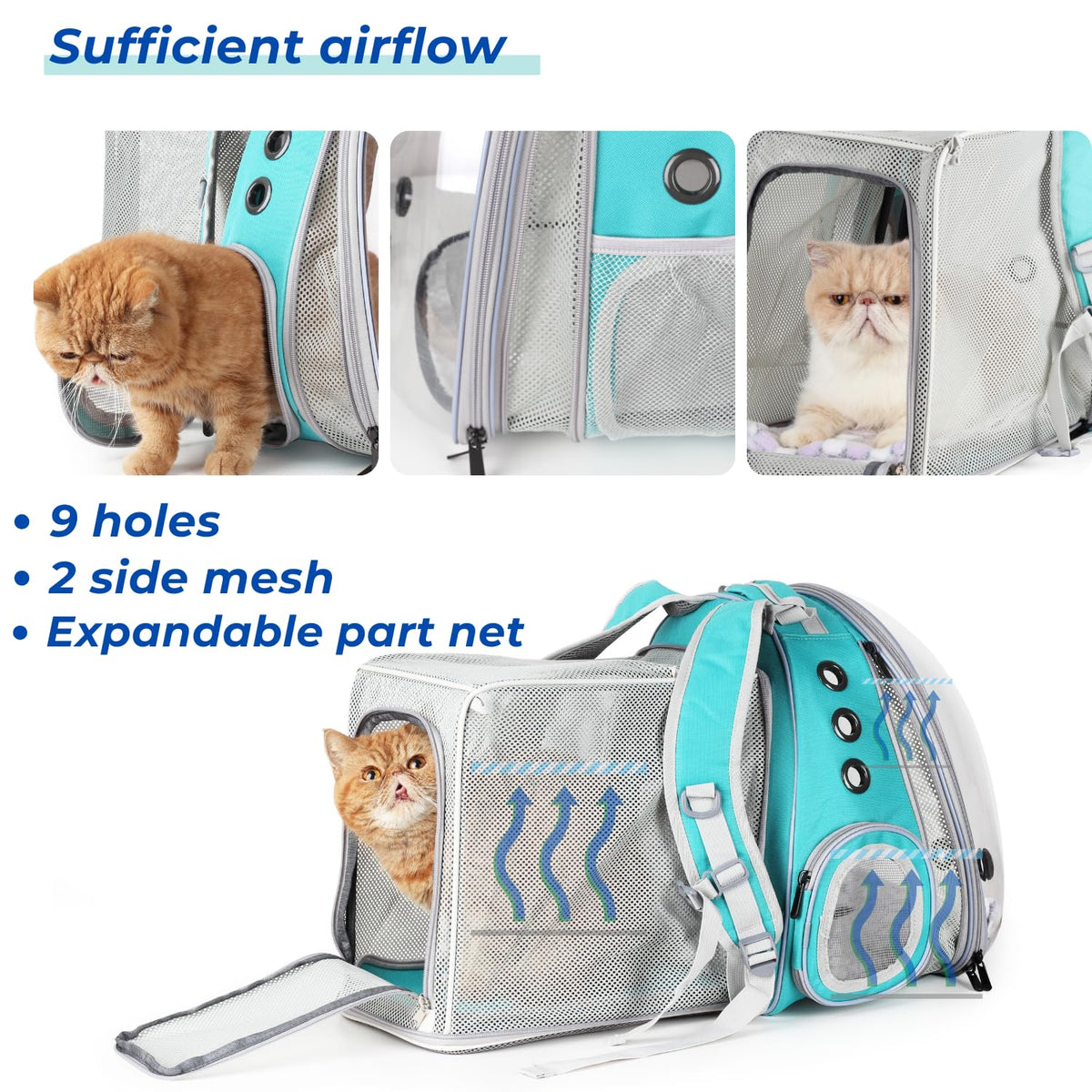 Expandable Cat Backpack with Mini Fan W912