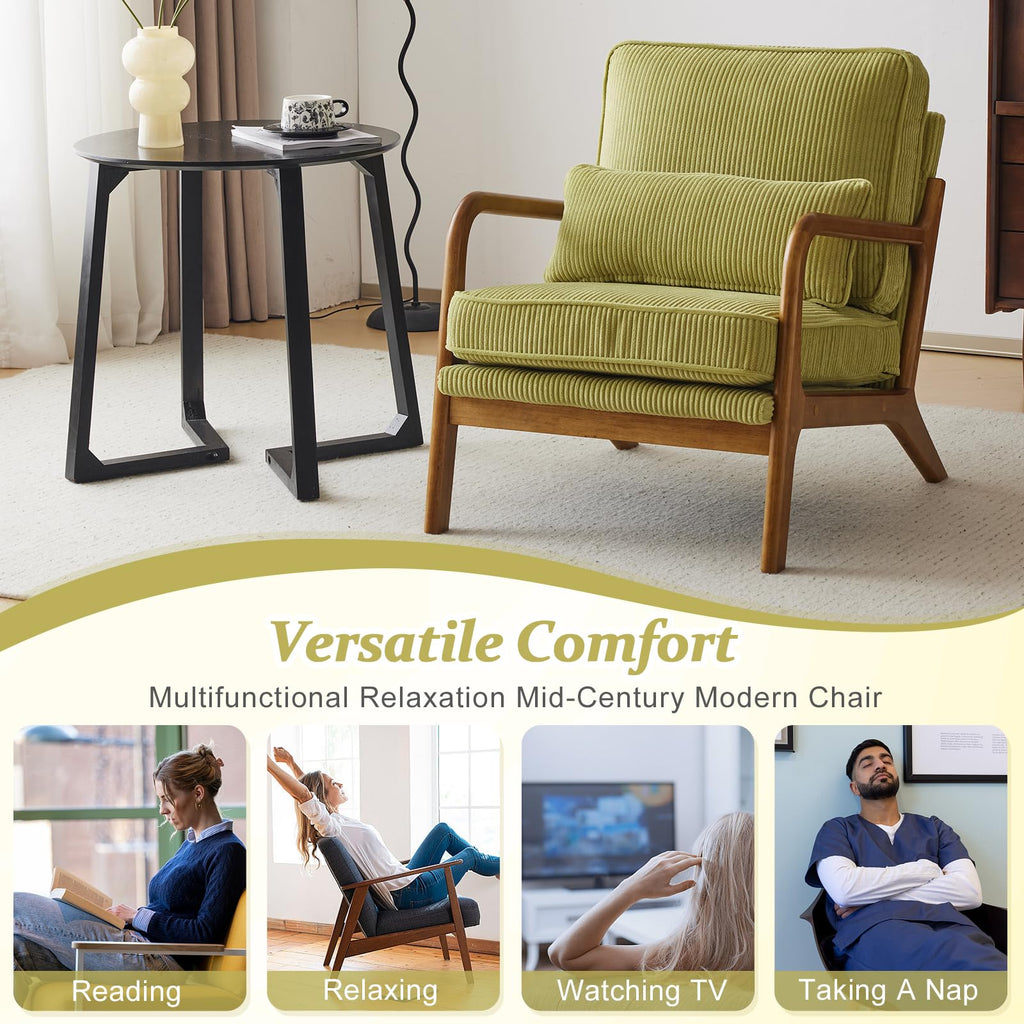 Green Corduroy Accent Chairs Set of 2 E125