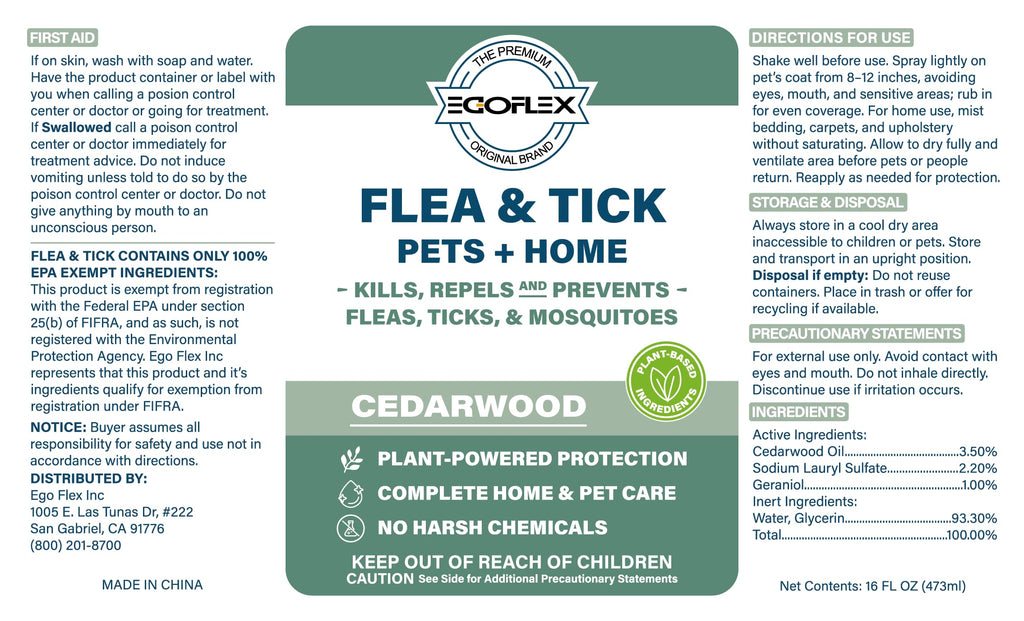 Plant-Based Flea Spray with Cedarwood Scent 16 Oz M853353