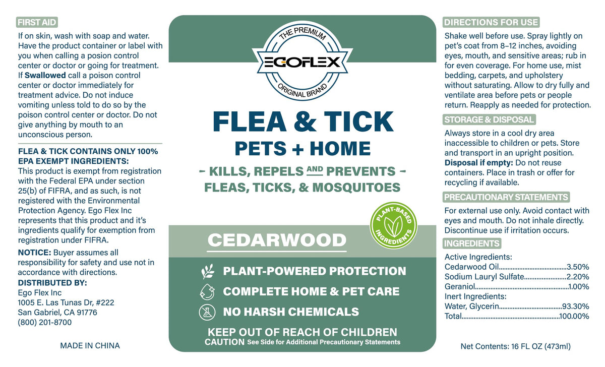 Plant-Based Flea Spray with Cedarwood Scent 16 Oz M853353