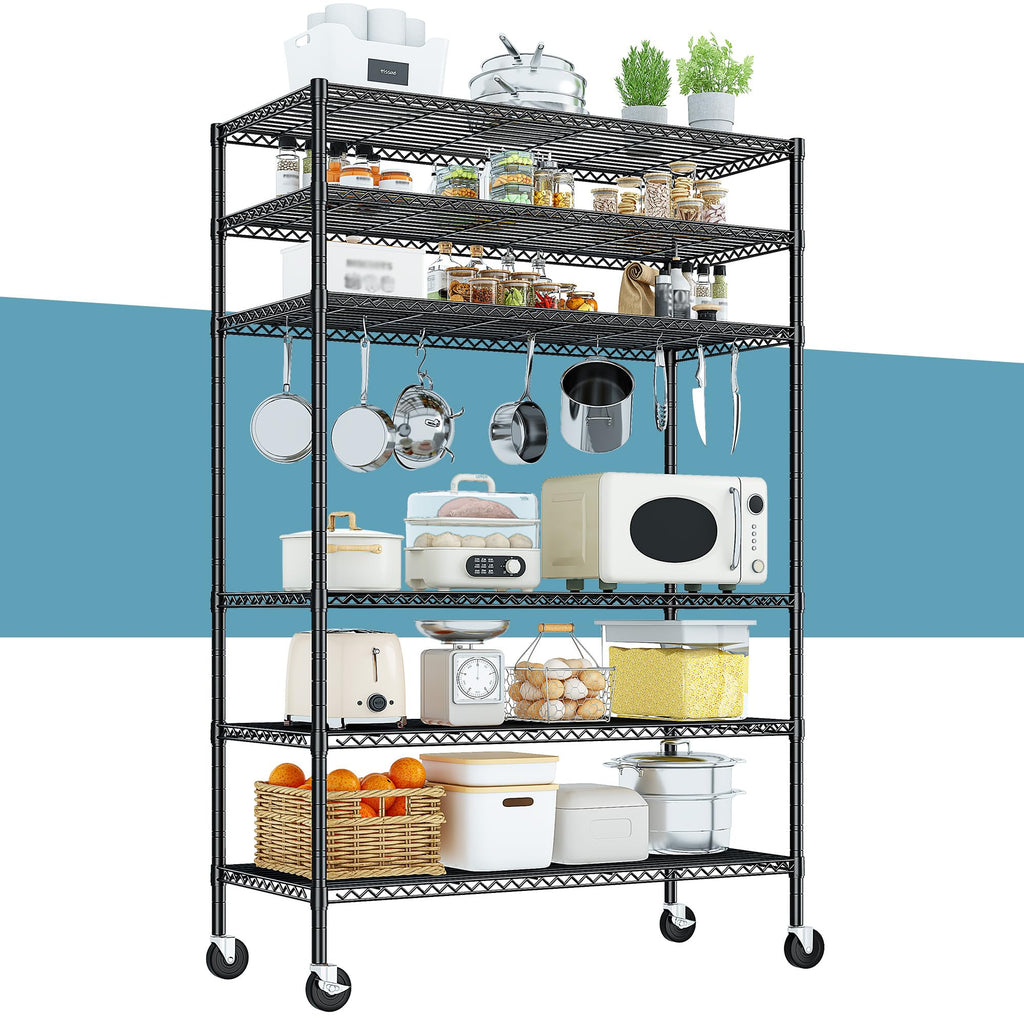 82" 6-Tier Adjustable Storage Shelves with Wheels Y7769