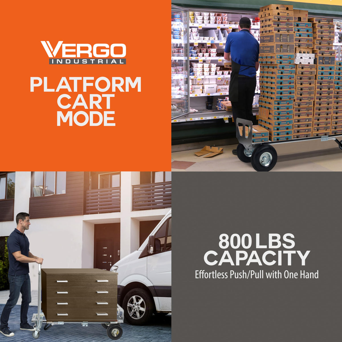 Heavy Duty Aluminum 2 in 1 Convertible Hand Truck 800 lb Capacity V59577