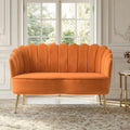 Orange Velvet 2-Seater Loveseat Sofa with Gold Metal Legs M209