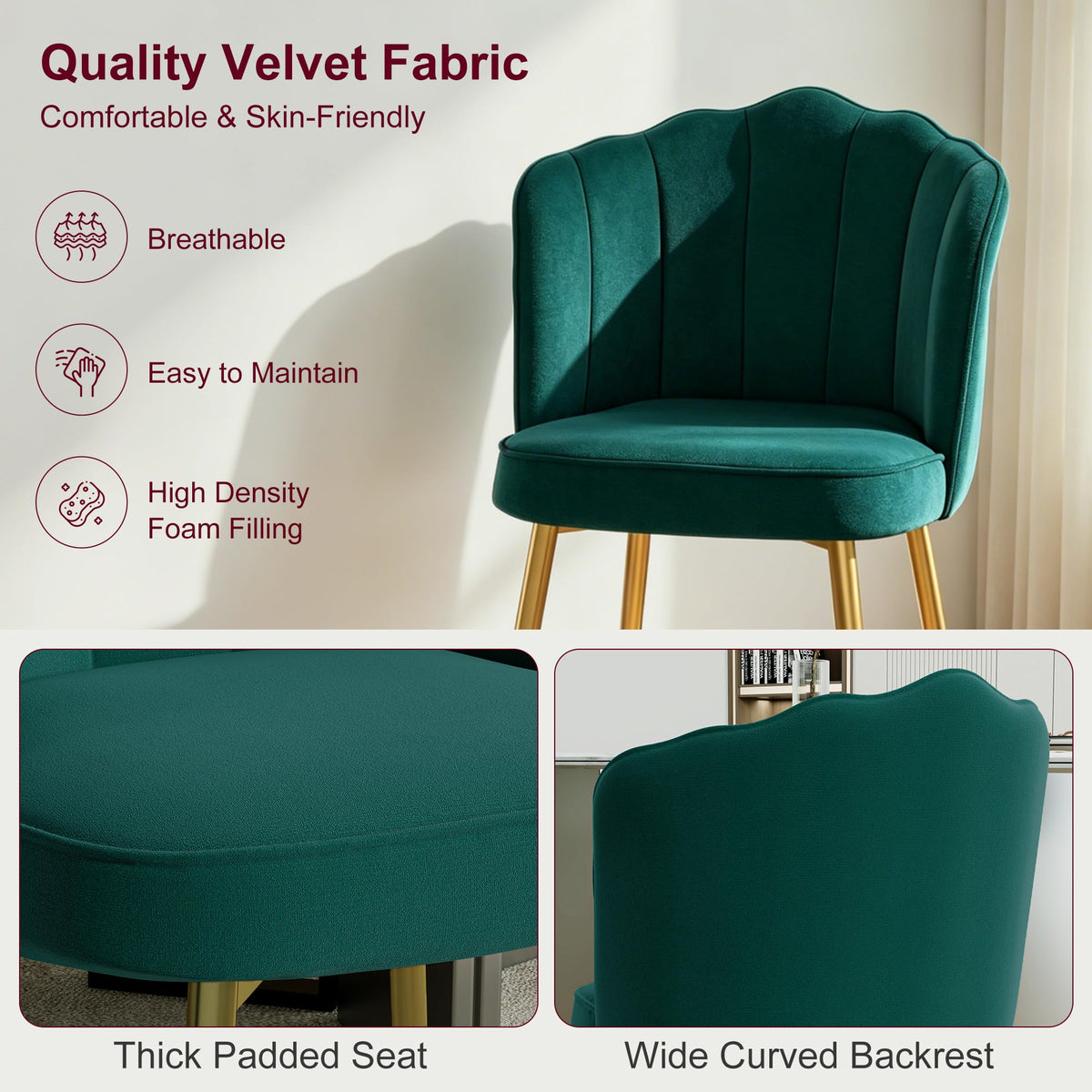 Velvet Dining Chairs Set of 2 Green P3399