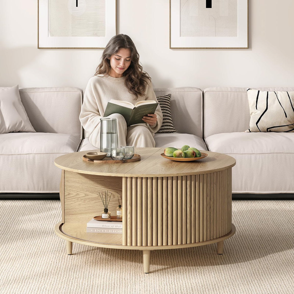 31.5" Round Coffee Table with Storage S149