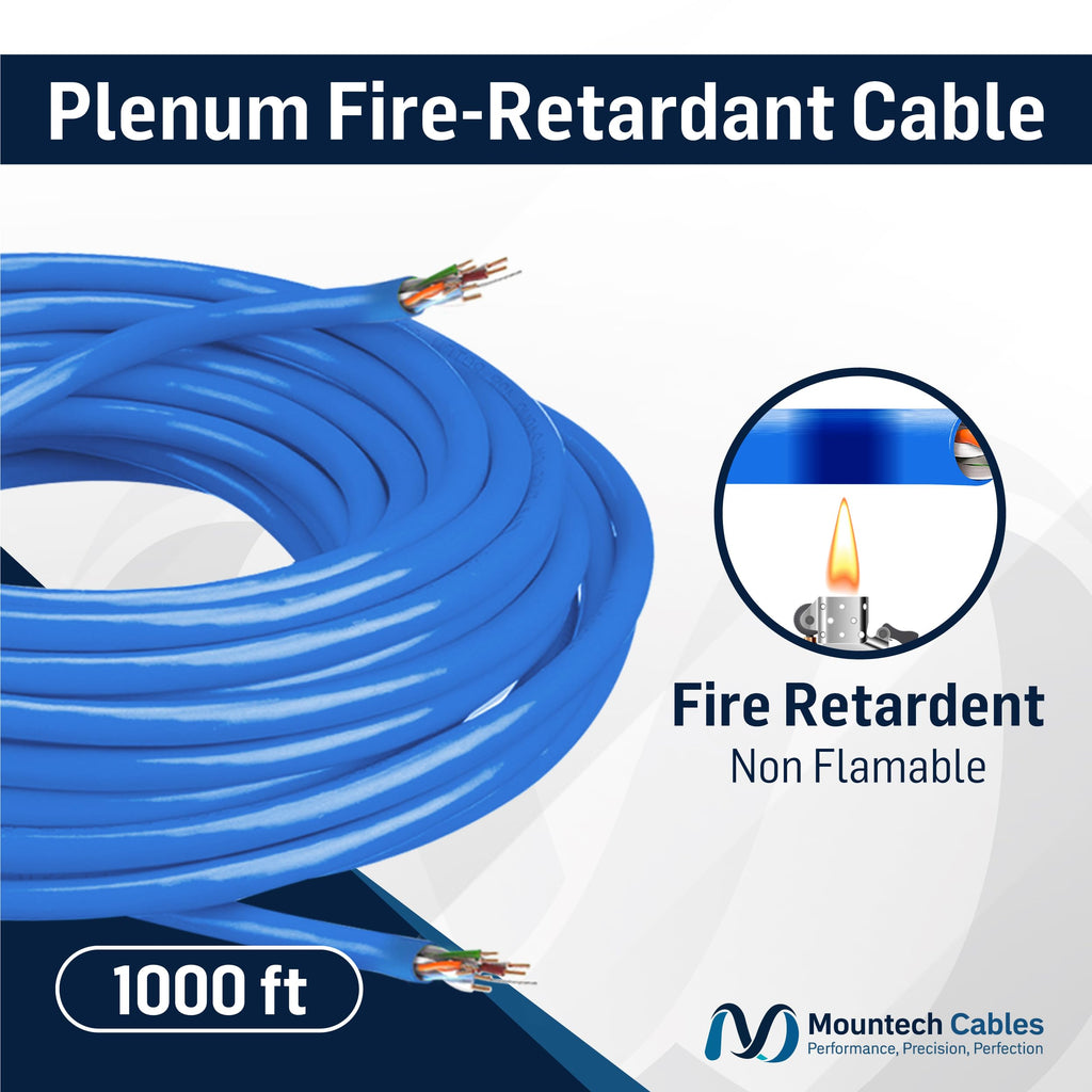 Cat6 Plenum 1000ft Pure Copper Ethernet Cable Blue E1443