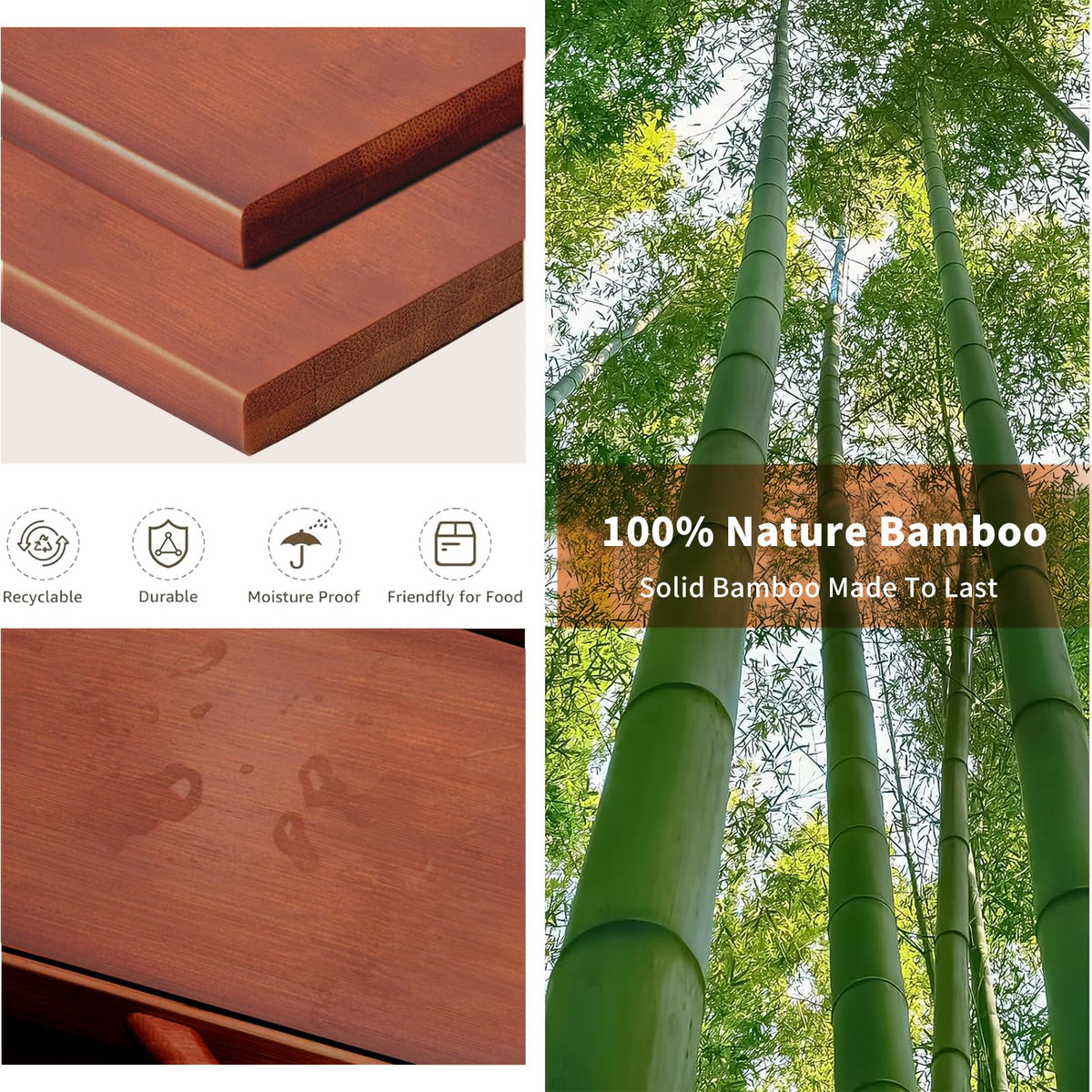 Large Double Layer Bamboo Bread Box with Clear Window B365884